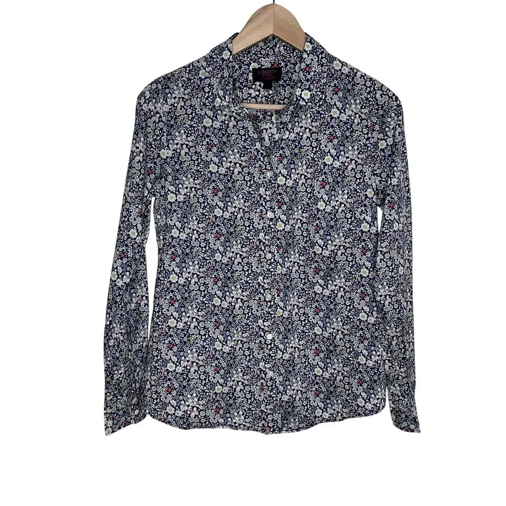 J.Crew Liberty Art Fabrics Floral Button Shirt Blouse Cotton Size 2 Women’s
